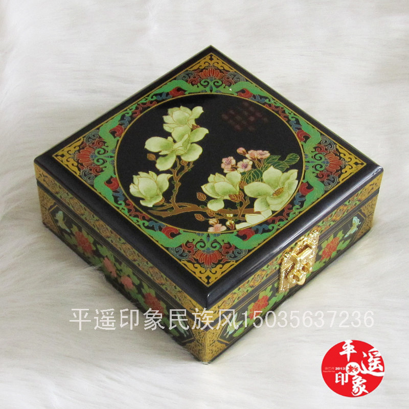 仿古木质正方形推光漆器特价包邮