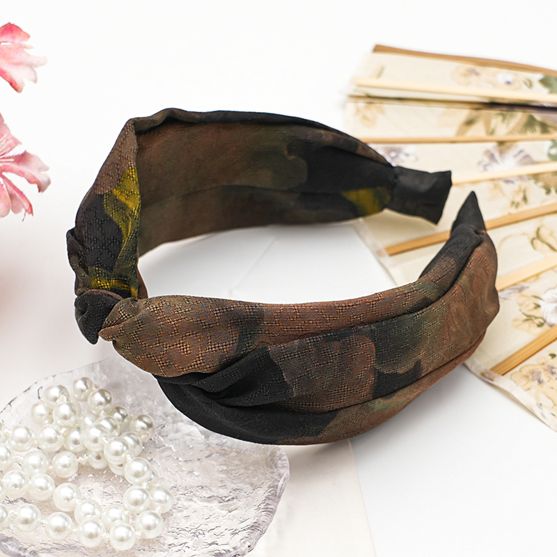 桑蚕丝香云纱交叉高颅顶发箍外出运动发箍遮白发头饰真丝