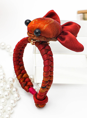 真丝纯手工编织金鱼手链