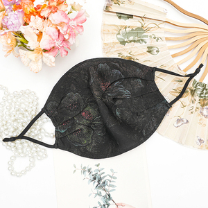 防晒口罩【夜海浮花】透气香云纱桑蚕丝面罩防尘防风沙真丝面纱