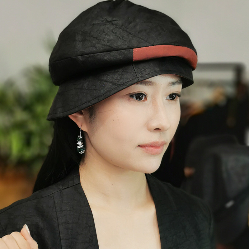 重磅真丝贝雷帽可拆卸加绒黑龟老料防晒透气桑蚕丝遮阳帽帽子优雅