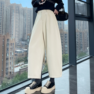宽松休闲加绒加厚气球裤 高腰老爹萝卜裤 女秋冬2025新款 九分阔腿裤