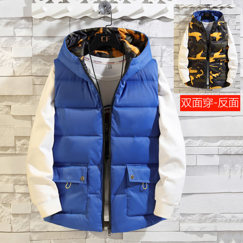 冬款棉马甲坎肩连帽加肥加大码