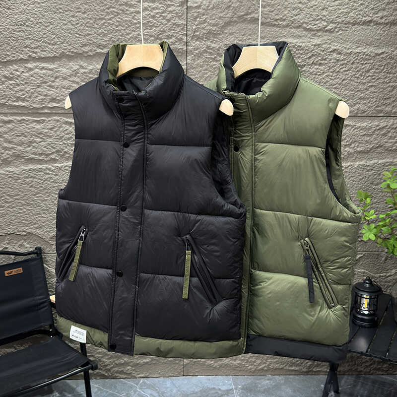 立领冬季潮流口袋加厚保暖背心