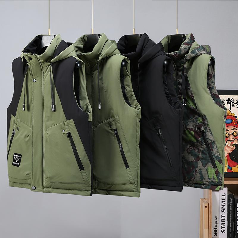 秋冬季新款男士马甲连帽加厚保暖