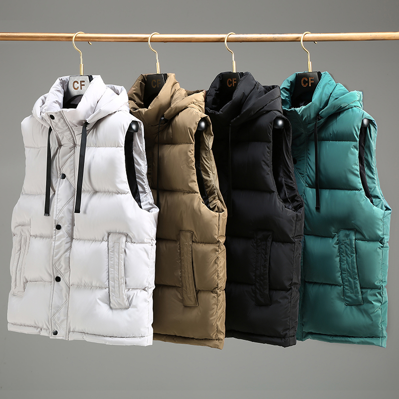 2023秋冬季马甲男时尚休闲可拆卸帽羽绒棉青年学生保暖上衣坎肩潮