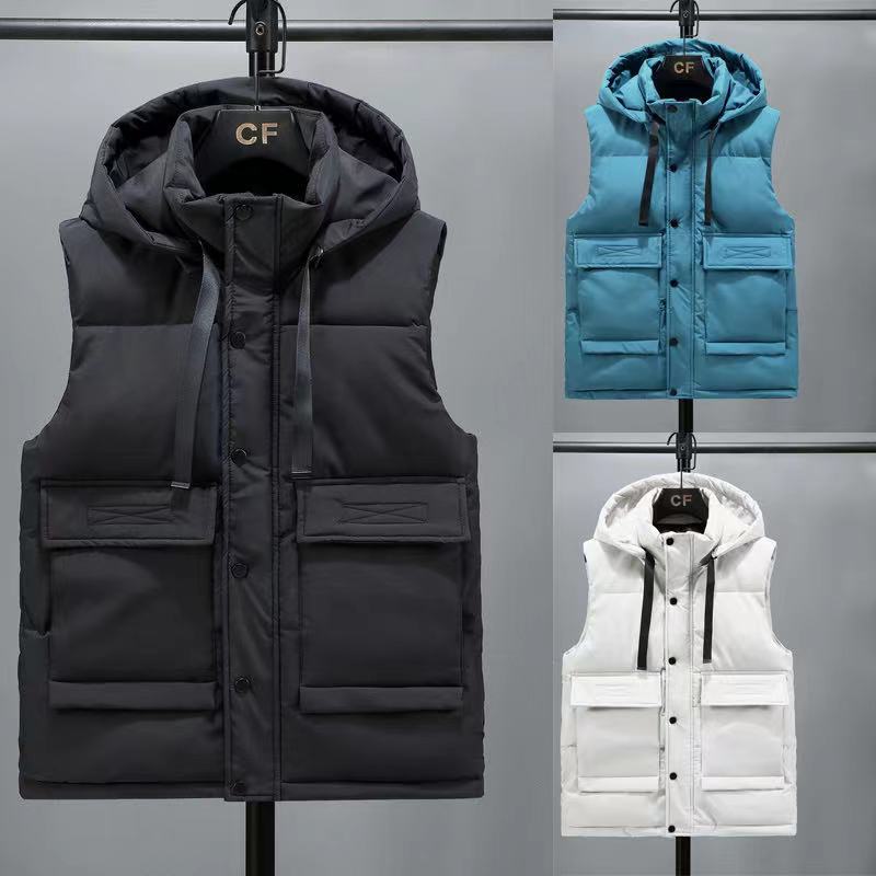2021羽绒棉马甲男秋冬连帽背心坎肩外套冬季保暖马夹大码加厚潮流