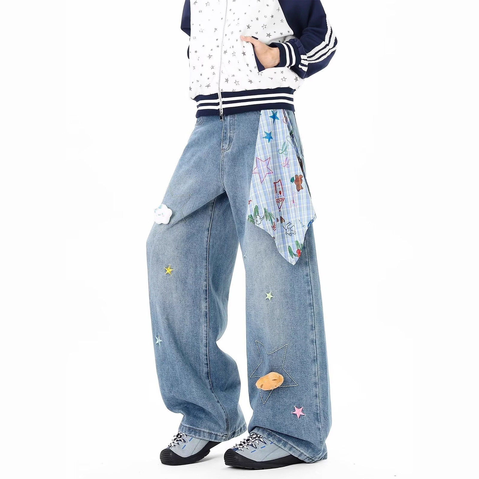 2026春夏季新款潮牌刺绣男女牛仔裤