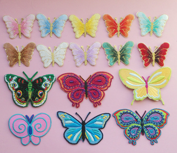 韩版布艺唯美渐变色刺绣蝴蝶布贴胸针胸花安全别针徽章服装饰品