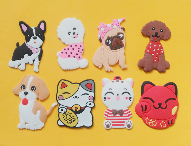 十个包邮 卡通可爱软胶冰箱贴磁贴 可爱小狗和小猫招财猫冰箱贴