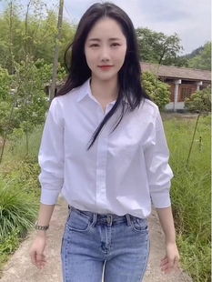 百搭白衬衫 简约休闲洋气减龄上衣女士春秋基础款 宽松显瘦气质长袖