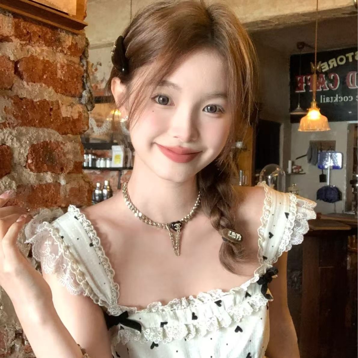 Acaine洛琳少女中长款小飞袖波点吊带连衣裙女夏季法式气质裙子