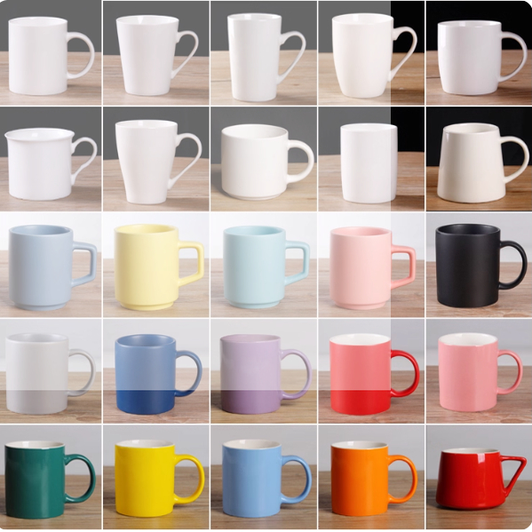 彩色陶瓷马克杯百搭简约水杯多色可选家用咖啡杯