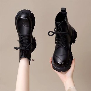 厚底马丁靴女款冬季加绒2025新款软皮英伦风短靴秀气显瘦爆款靴子