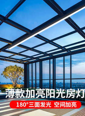 玻璃阳光房专用灯 雨棚灯超亮LED凉亭防雨防虫耐高温长条阳光棚灯
