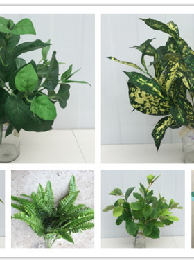 仿真绿色植物小草塑料花假花植物墙装饰配草家居阳台摆放装饰叶子