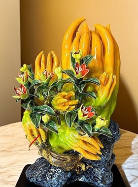 佛手瓜发财就手石湾陶瓷摆件电视柜客厅玄关屏风乔迁开业新居送礼