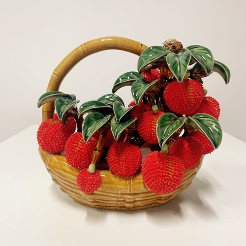 石湾公仔陶瓷荔枝水果篮子摆件客厅酒柜餐边柜冰箱顶部摆设装饰品