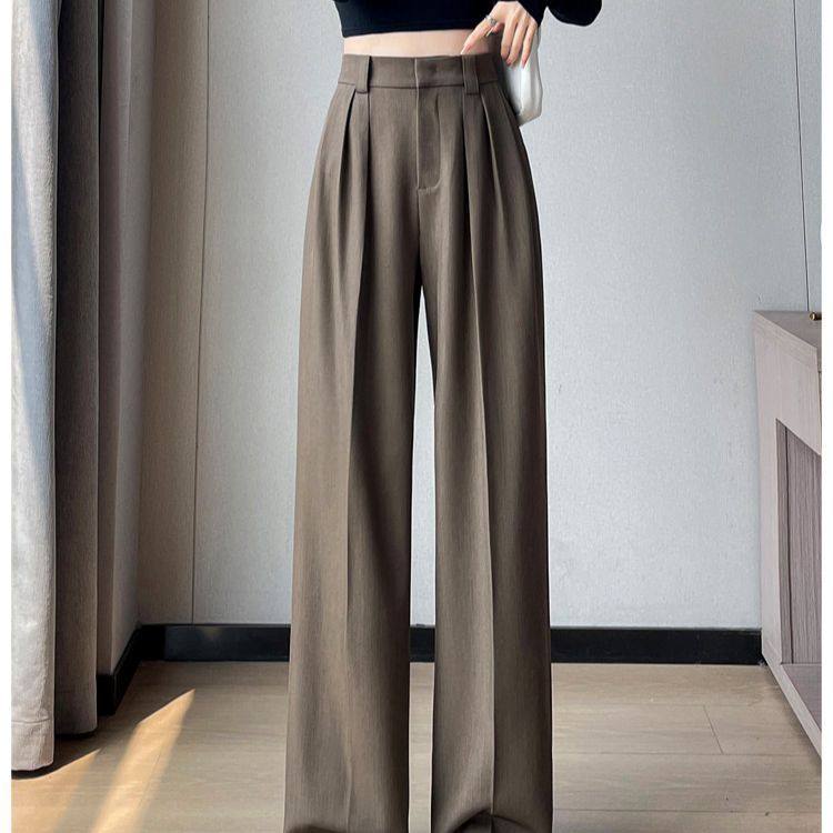 宽松休闲裤灰色西装裤女秋季高腰裤子显瘦直筒裤高级感垂感拖地裤,运动服/休闲服装,运动长裤,淘宝优惠券,粉丝福利购,淘宝优惠卷