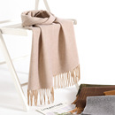 2025新款 双面羊毛围巾米色披肩年会流苏披肩素色围巾加工定制