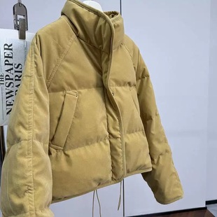 姜黄色立领棉服女冬季2025新款短款小个子流行超好看独特绝美外套