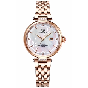 天王繁花系列女表机械表贝母表盘气质女士手表礼物送女友LS51176