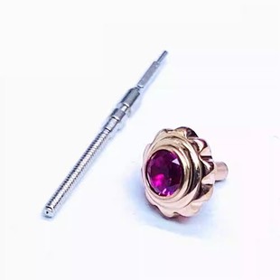 依波表11170129原装精钢防水表冠把头镶红宝石原厂正品表把的1117