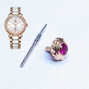 依波表56270129原装精钢防水表冠把头镶红宝石原厂正品表把的5627