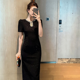 2026夏季新款时尚女装收腰生日派对连衣裙千金风掐腰修身礼服裙子