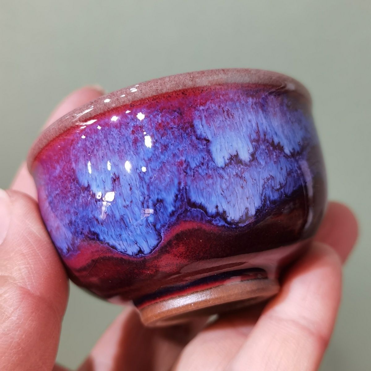 高颜值钧瓷窑变紫小茶杯精美小巧中式主人杯个人单杯陶瓷功夫茶具