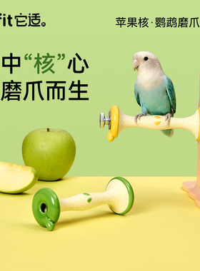 它适鹦鹉站杆苹果核磨爪棒鸟站架攀爬牡丹玩耍磨喙玄凤和尚小太阳