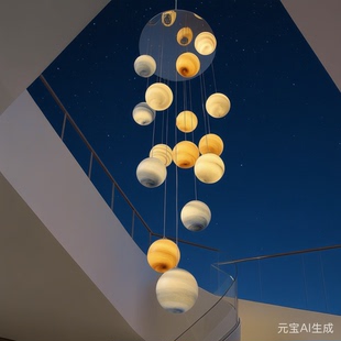 2025新款别墅楼梯间长吊灯楼梯吊顶灯自建房复式楼挑空专用大吊灯