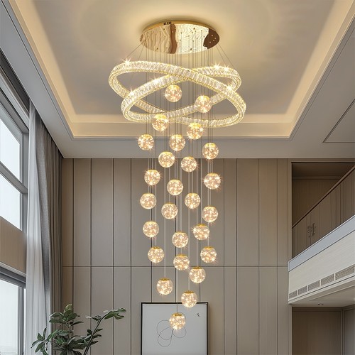 现代简约别墅挑空客厅吊灯复式楼中空大吊灯loft公寓轻奢水晶灯具