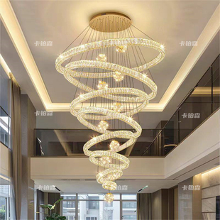 别墅客厅复式楼挑空大吊灯自建房楼梯吊灯楼中楼酒店大堂水晶灯具