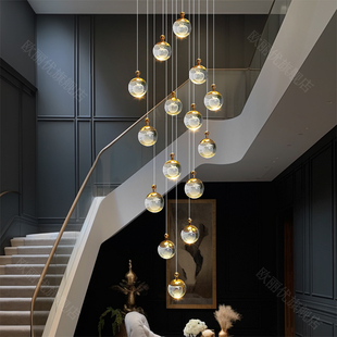 旋转楼梯吊灯别墅复式 现代简约客厅大灯 楼梯间吊灯长吊灯2024新款