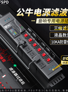 公牛电源滤波器音响插座电竞pdu插排专用抗干扰hifi排防雷插降噪