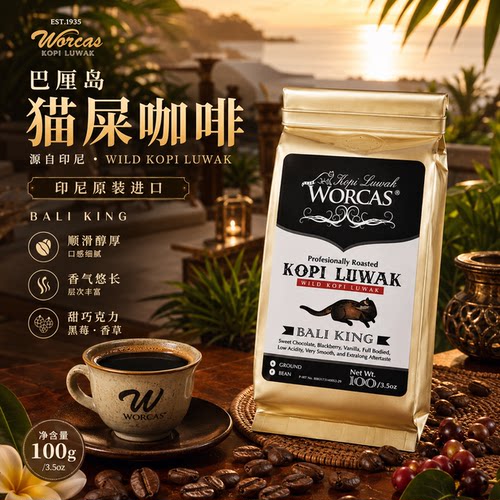 印尼进口WORCAS巴厘岛野生猫屎咖啡豆粉送礼精品正品手冲醇厚低酸