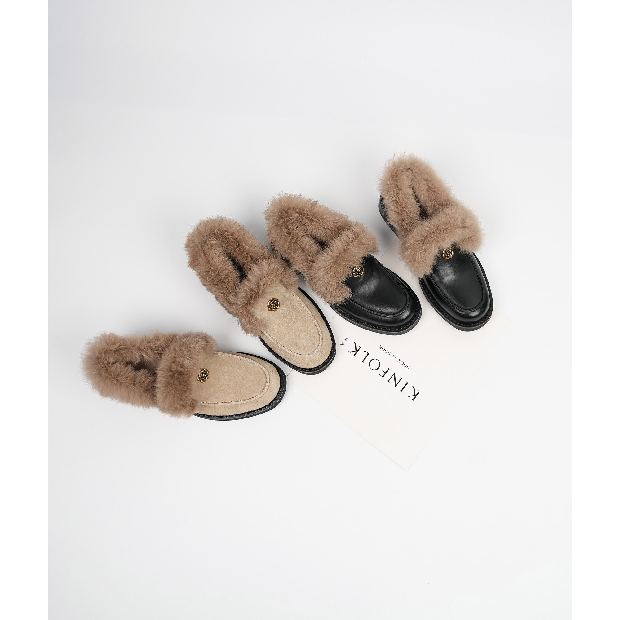 Fermina 冬季毛毛乐福鞋女山茶花真皮低跟时髦加绒单鞋休闲小皮鞋,女鞋,乐福鞋（豆豆鞋）,淘宝优惠券,粉丝福利购,淘宝优惠卷