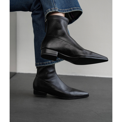Fermina 尖头弹力瘦瘦靴女低跟简约百搭通勤风女靴秋季新款瘦瘦靴