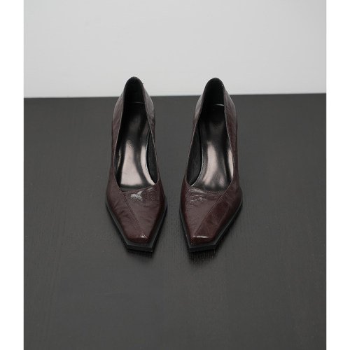 Fermina浅口方头高跟鞋女细跟单鞋小众设计感轻复古上班通勤女鞋