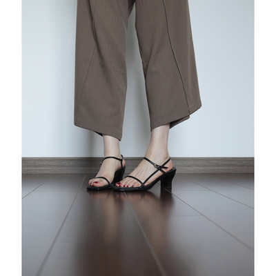 fermina 一字带露趾凉鞋女中跟鞋夏季2025新款搭扣后空女鞋通勤风