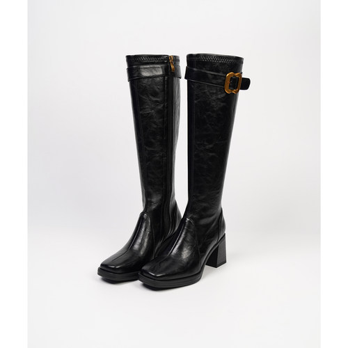 Fermina方头皮带扣弹力长靴