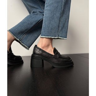 简约百搭单鞋 春新款 黑色 女小个子增高女鞋 Fermina厚底高跟乐福鞋