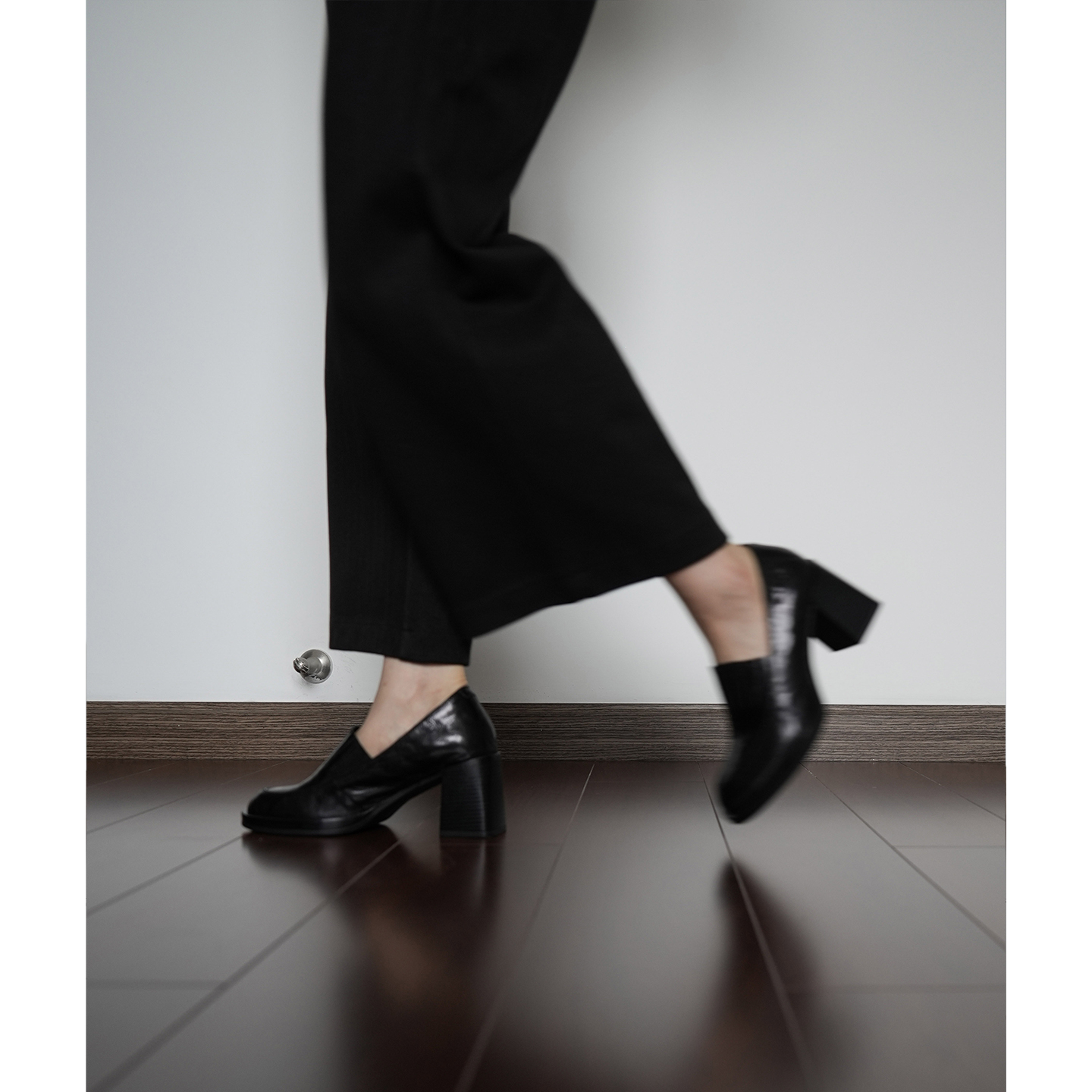 Fermina 通勤静音单鞋女粗跟高跟乐福鞋简约百搭四季鞋工作鞋体制