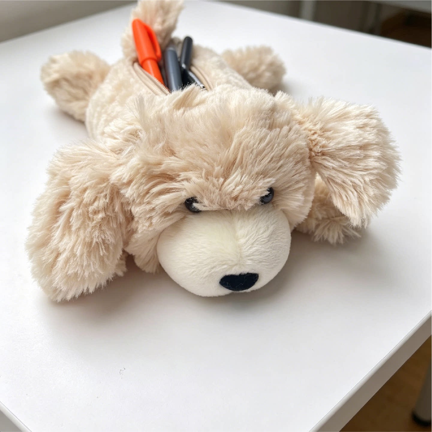 原创小狗毛绒笔袋动物笔袋可爱毛茸茸笔袋小学生礼物文具盒化妆包