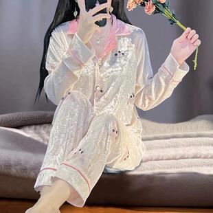 2025年新款秋冬季金丝绒睡衣女可爱ins风学生保暖家居服套装