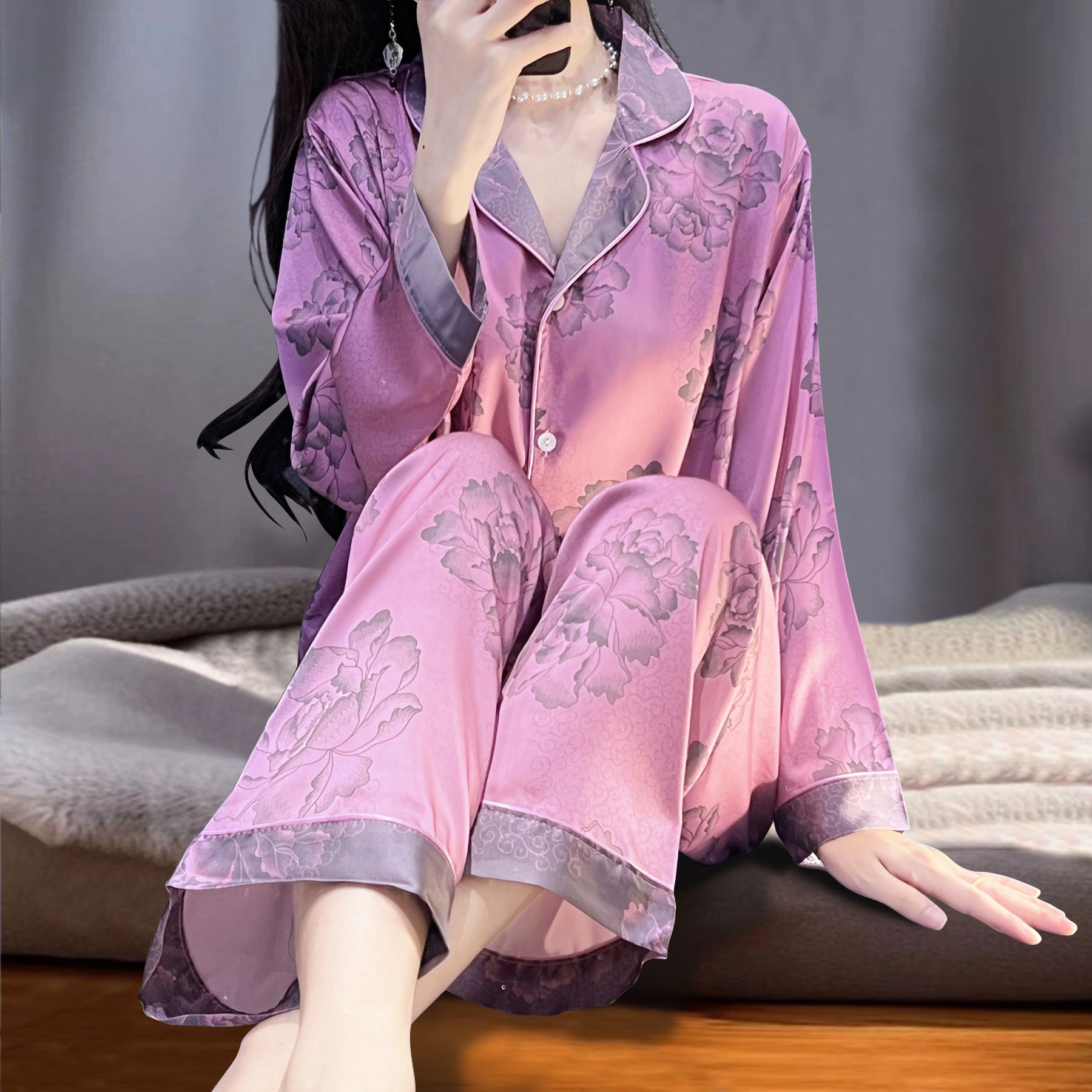 睡衣女款2024新款春款时尚气睡衣/家居服套装