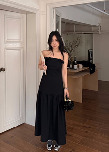 Scout 鱼尾连衣裙女收腰显瘦中长裙 鱼骨轮廓感派对女王抹胸长款