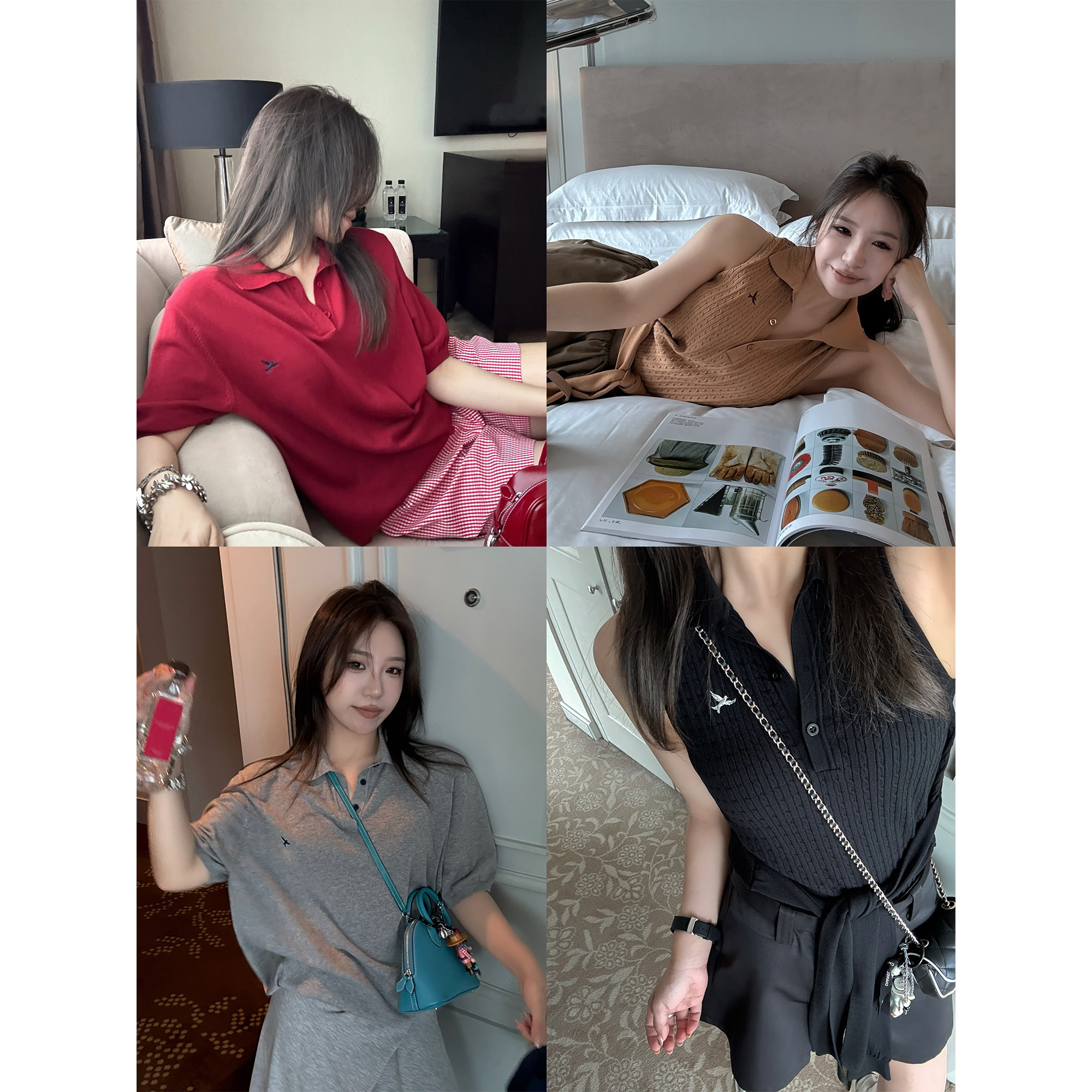 Scout 拉夫girl套组 舒适柔软休闲感Polo领短袖/麻花背心女夏