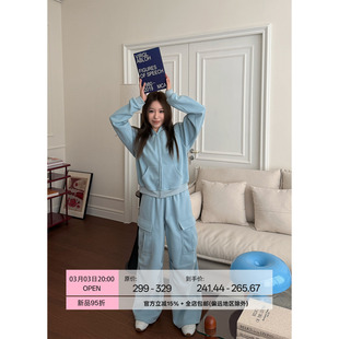 Scout保加利亚baby blue 云感松弛运动休闲裤女+卫衣上衣两件套